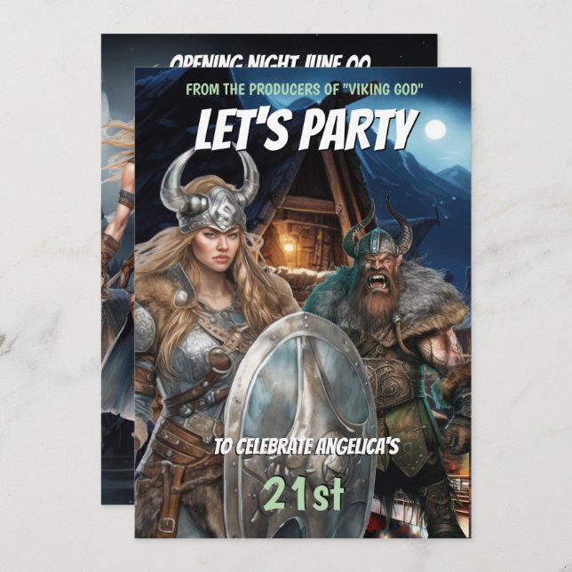 Convite Viajando homens medievais guerreiros do mal (Frente/Verso)