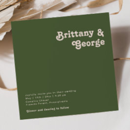 Convite Vibes de Retro Simples | Casamento Praça Verde-Oli