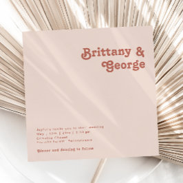 Convite Vibes de Retro Simples | Casamento Quadrado Rosa E