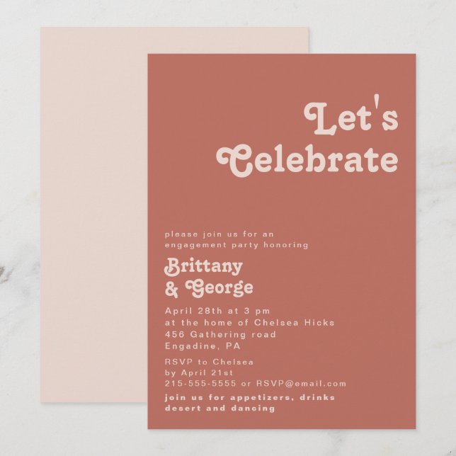 Convite Vibes de Retro Simples | Celebração de Vamos antig (Frente/Verso)