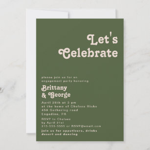 Convite Vibes de Retro Simples   Celebração de Vamos verde