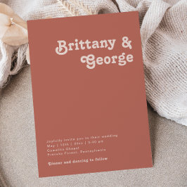 Convite Vibes de Retro Simples | Rosa Casamento Casual Ant