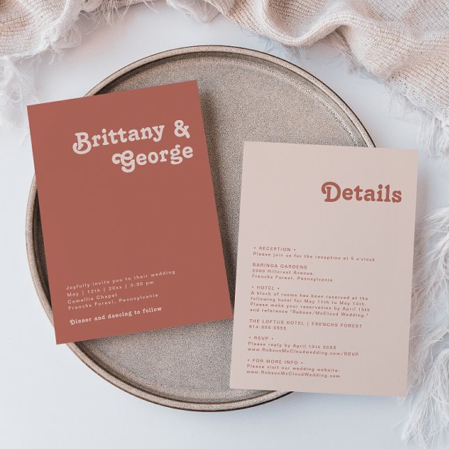 Convite Vibes de Retro Simples | Rosa Todos Antigos Em Um  (Criador carregado)