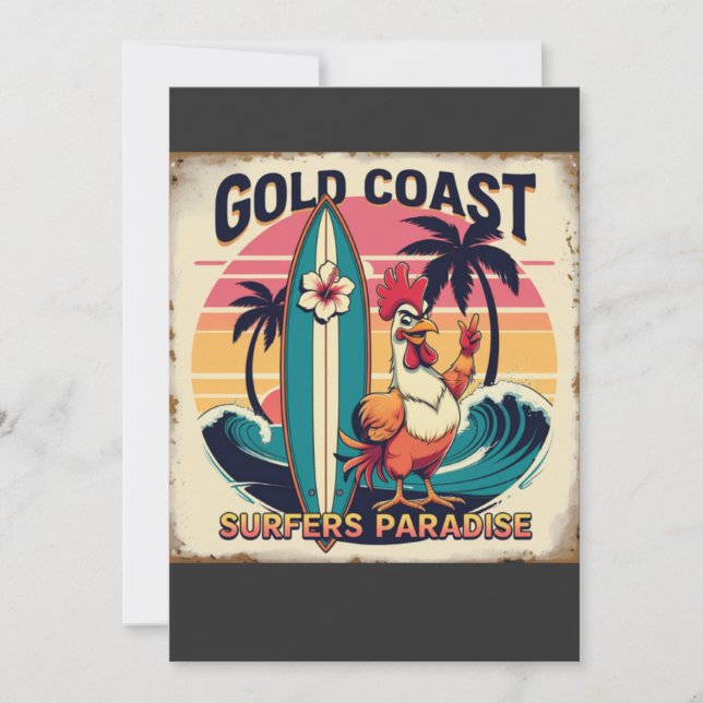 Convite Víblias de Surf Tropical - Galeria de Retro e Plac (Frente)