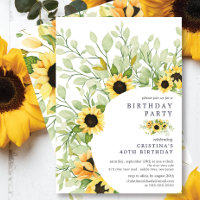 Vibração Aquarela Festa de aniversário de girassol