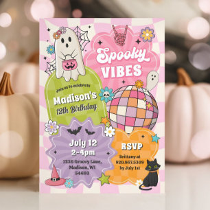 Convite Vibrações Assustadoras Aniversário de Halloween Fa