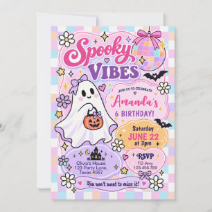 Convite Vibrações Assustadoras Fantasma Pastel Aniversário