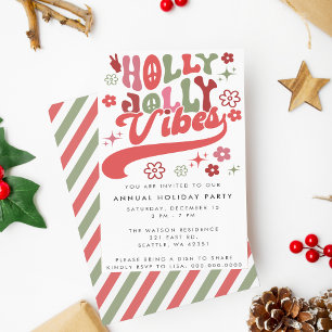 Convite Vibrações Coloridas de Natal Groovy e Retro