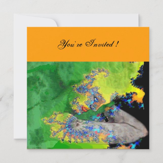 Convite VIBRAÇÕES DE MATÉRIA, cor de laranja amarelo verde (Frente)