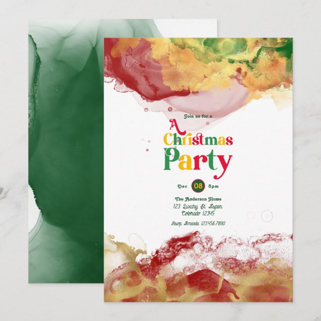 Convite Vibrações Retrô com Flair de Tinta Alcoólica no Fe (Frente/Verso)
