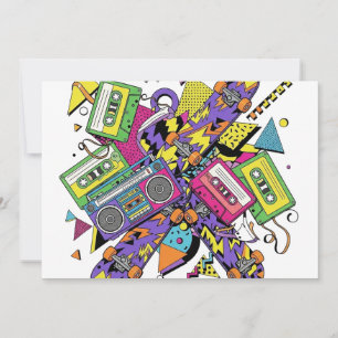 Convite Vibrações Urbanas Abstratas com Cores Retro