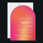 Convite Vibrant 16th Birthday Invitation Modelo<br><div class="desc">Celebre um marco em estilo com este vibrante e moderno modelo de 16 anos de convite. Apresentando um corajoso gradiente ombré com um elegante design, este convite personalizável é perfeito para doces sessenta ou outras celebrações marcantes. Personalize-o com os detalhes do evento para criar um convite exclusivo que defina o...</div>