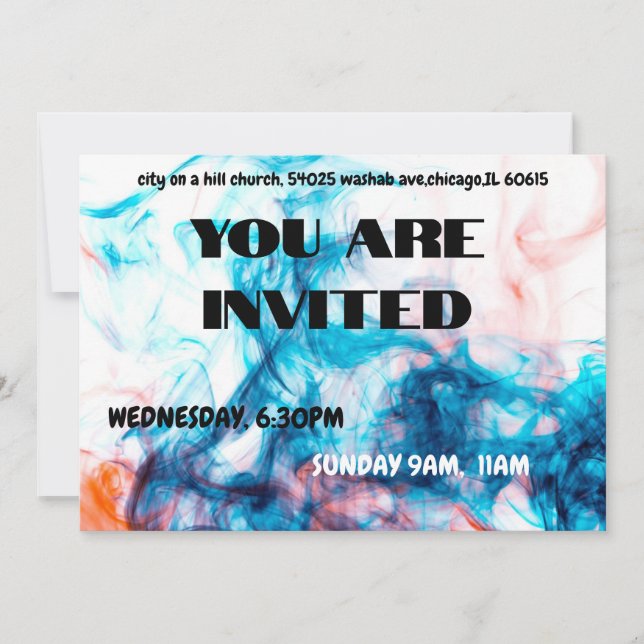 Convite Vibrant Blue Watercolor Smoke Invitation (Frente)