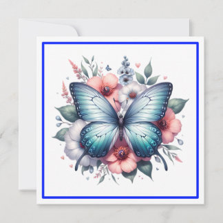 Convite Vibrant Butterfly Floral Bouquet Art-96283