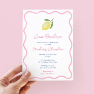 Convite Vibrant Ciao Bambina Rosa Cítrico Menina Chá de Be