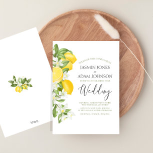 Convite Vibrant Citrus Lemon Greenery Wedding