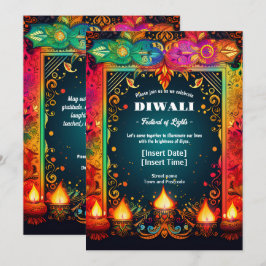 Convite Vibrant Diwali Splendor