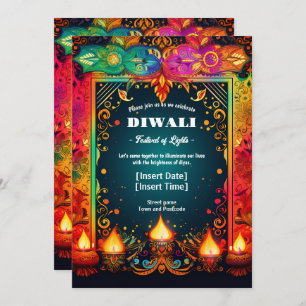Convite Vibrant Diwali Splendor