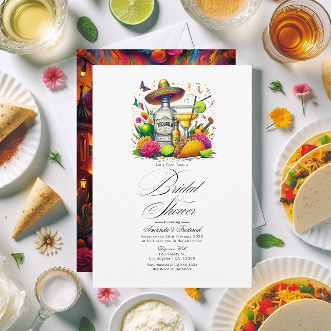 Convite Vibrant Fiesta Vamos Taco sobre um Chá Casal (Vibrant Fiesta Let's Taco 'bout a Couple's Shower Invitation)