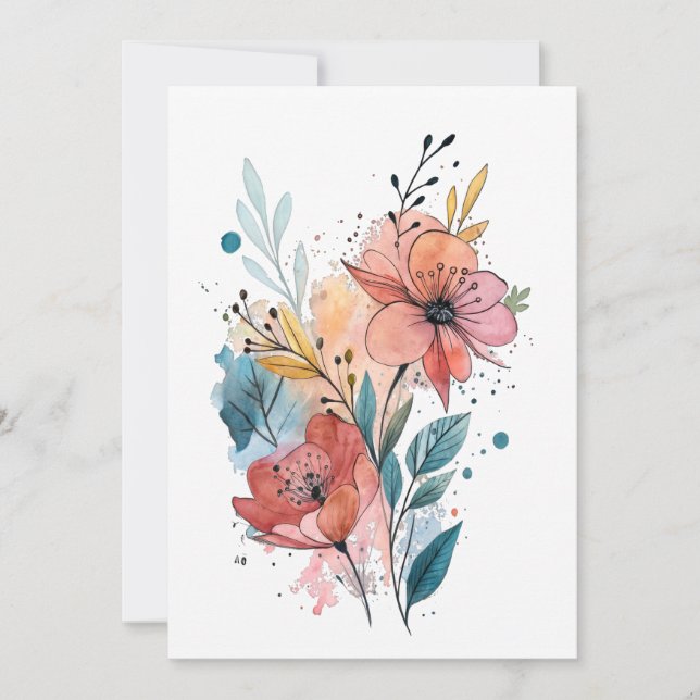 Convite Vibrant Floral Watercolor Design (Frente)