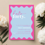 Convite Vibrant Hello Quarty aniversário de 40 anos Party<br><div class="desc">Este convite de festas vibrante é perfeito para uma festa de aniversário moderna. O simples design apresenta o texto do script de saudação contemporâneo em cor branca sobre fundo de pêssego vibrante com borda ondulada. Personalizável em qualquer cor. Mantenha o design mínimo e elegante, como está, ou personalize-o adicionando seus...</div>