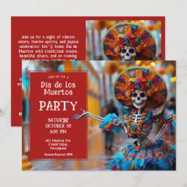 Convite 💀 Vibrant La Calavera em azul