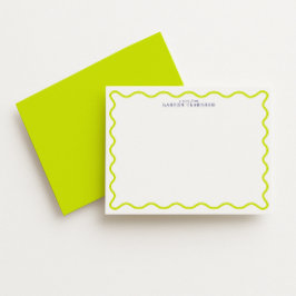 Convite Vibrant Lime Wavy Frame Note Card