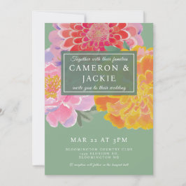 Convite Vibrant Marigold and Zinnia Wedding