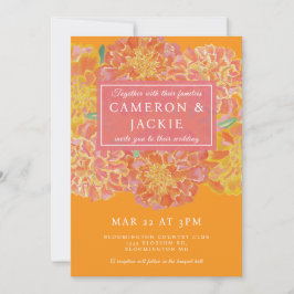 Convite Vibrant Marigold Pink Wedding Invitation