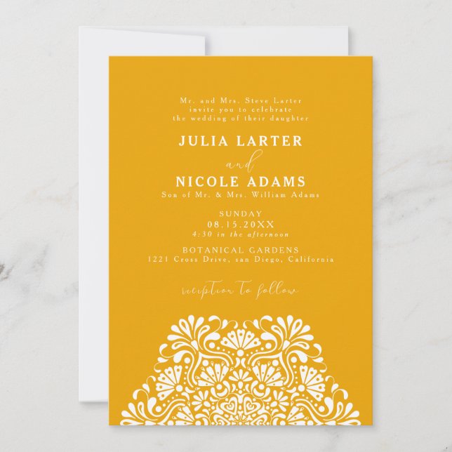 Convite Vibrant Mexican Fiesta Rainbow Mandala Wedding (Frente)