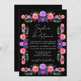 Convite Vibrant Mexican Floral Fiesta Wedding
