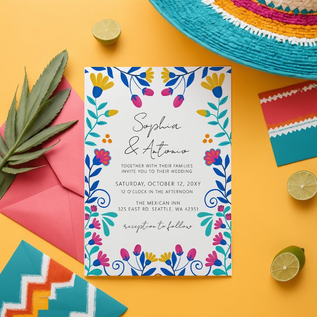 Convite Vibrant Mexicano Floral Fiesta Wedding (Vibrant Mexican Floral Fiesta Wedding Invitation)