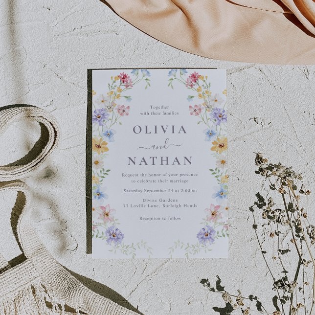 Convite Vibrant Pastel Wildflowers Modern Wedding (Criador carregado)