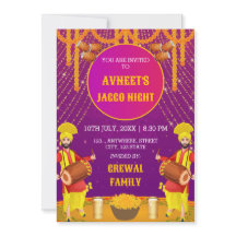 Vibrant Punjabi Jaggo Night Invitation Card