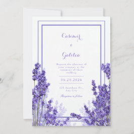 Convite Vibrant Purple Lavender Indigo Frame Wedding