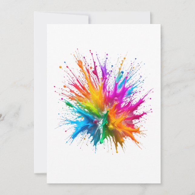 Convite Vibrant Rainbow Paint Splatter Explosion (Frente)