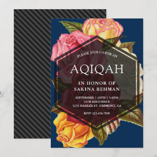 Convite Vibrant Roses Bouquet Geométrico Aqeeqah Aqiqah