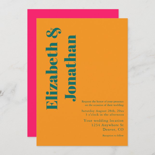 Convite Vibrant Sunrise Minimalist Mix & Match Wedding (Frente/Verso)