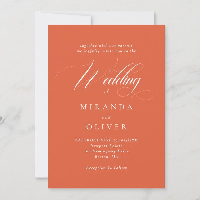 Convite Vibrant Verona Sunset Script Weditation Invitation (Frente)
