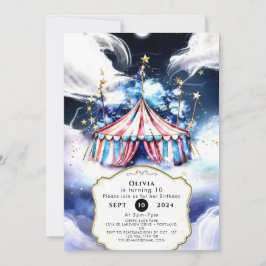 Convite Vibrant Watercolor Circus Birthday