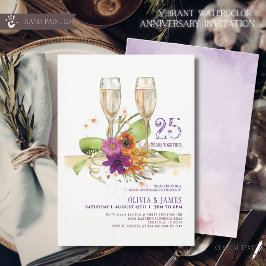 Convite Vibrant Watercolor Floral 25º Aniversário