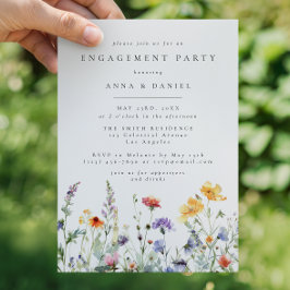Convite Vibrant Watercolor Floral Engagement Party