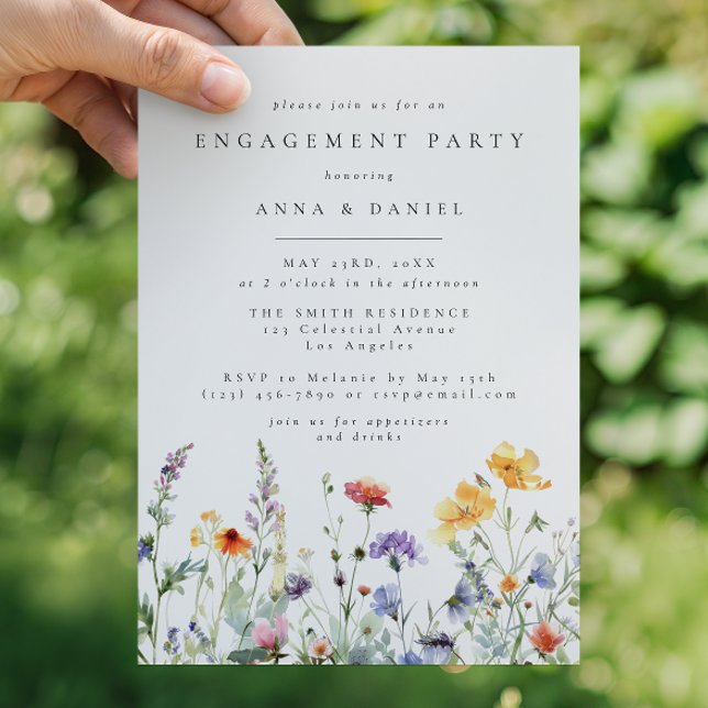 Convite Vibrant Watercolor Floral Engagement Party (Criador carregado)