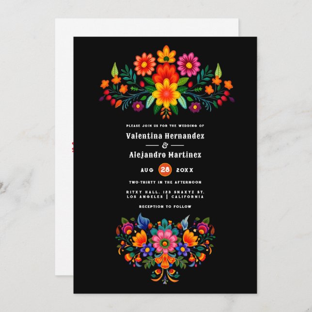 Convite Vibrant Watercolor Floral Fiesta Wedding (Frente/Verso)