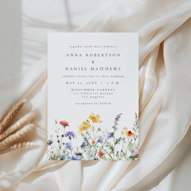 Convite Vibrant Watercolor Floral Wedding Invitation (Criador carregado)