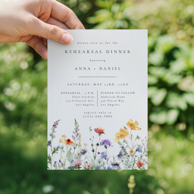 Convite Vibrant Watercolor Floral Wedding Rehearsal Dinner (Criador carregado)