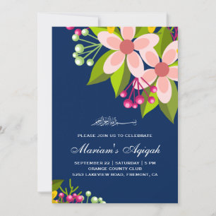 Convite Vibrante Buquê Floral Bebê Menina Aqiqah