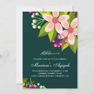 Convite Vibrante Buquê Floral Bebê Menina Aqiqah