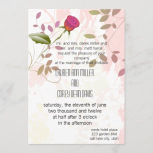 Convite vibrante e adorável rosa casamento