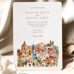 Convite Vibrante Guanajuato México Aquarela Casamento